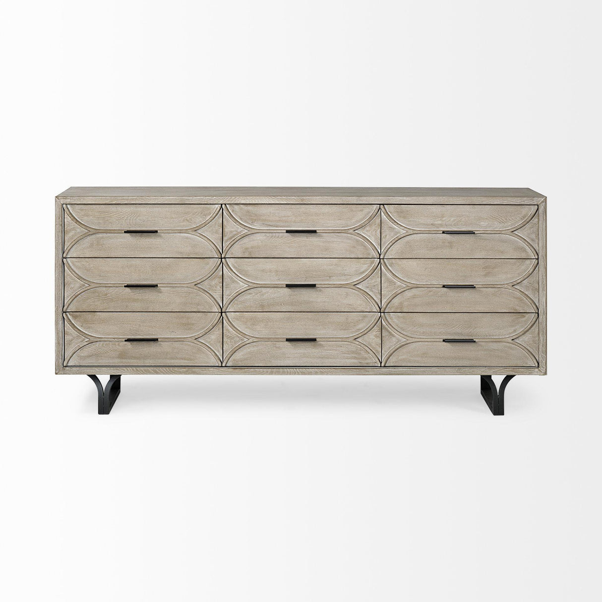 Mercana Giselle II Brown Fir Veneer W/Black Metal Leg 9 Drawer Sideboard