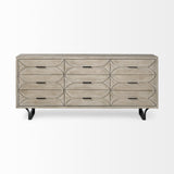 Mercana Giselle II Brown Fir Veneer W/Black Metal Leg 9 Drawer Sideboard