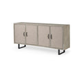Mercana Bellefontaine II 68x15.5 Brown Fir Veneer Frame 4 Fabric Covered Cabinet Door Sideboard
