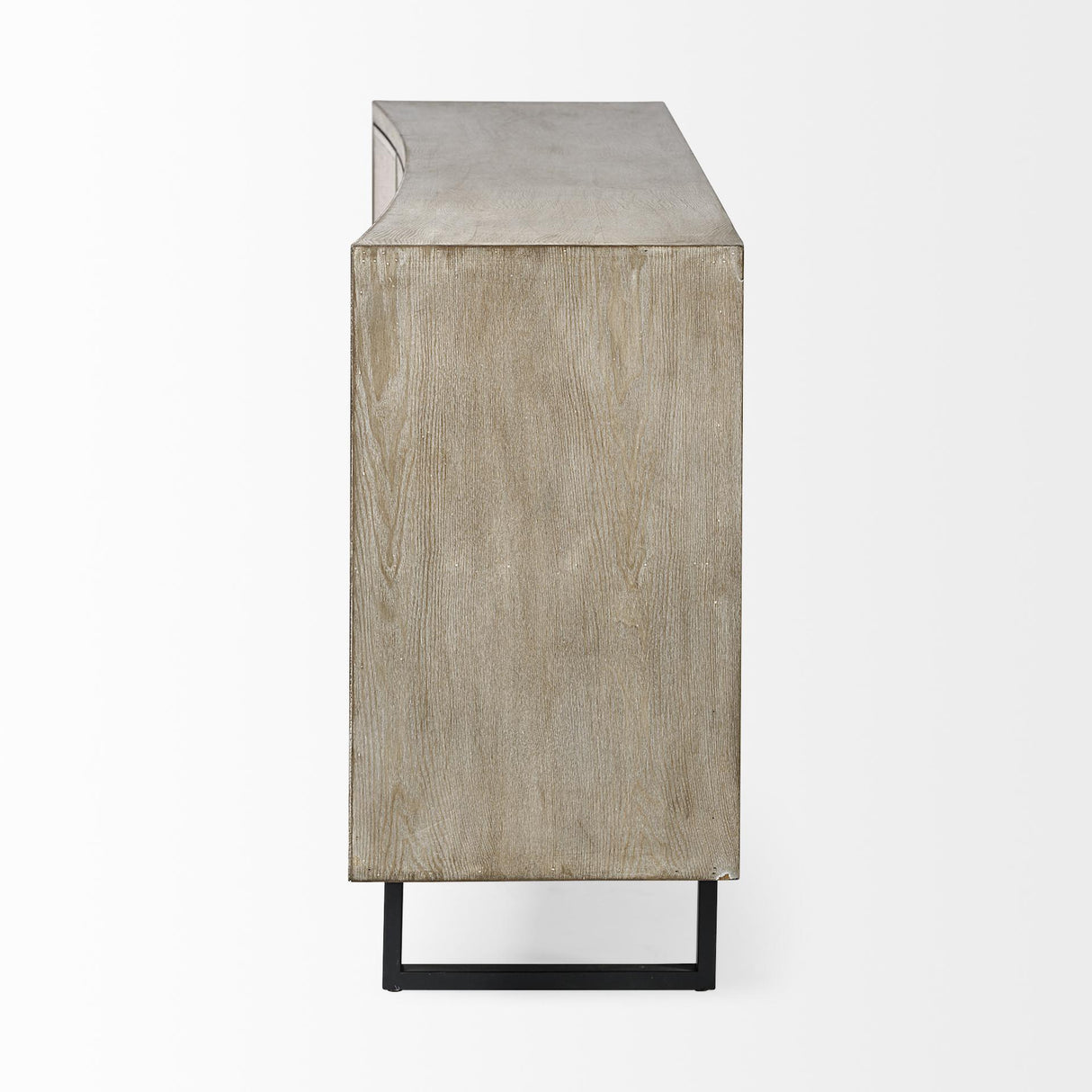 Mercana Bellefontaine II 68x15.5 Brown Fir Veneer Frame 4 Fabric Covered Cabinet Door Sideboard