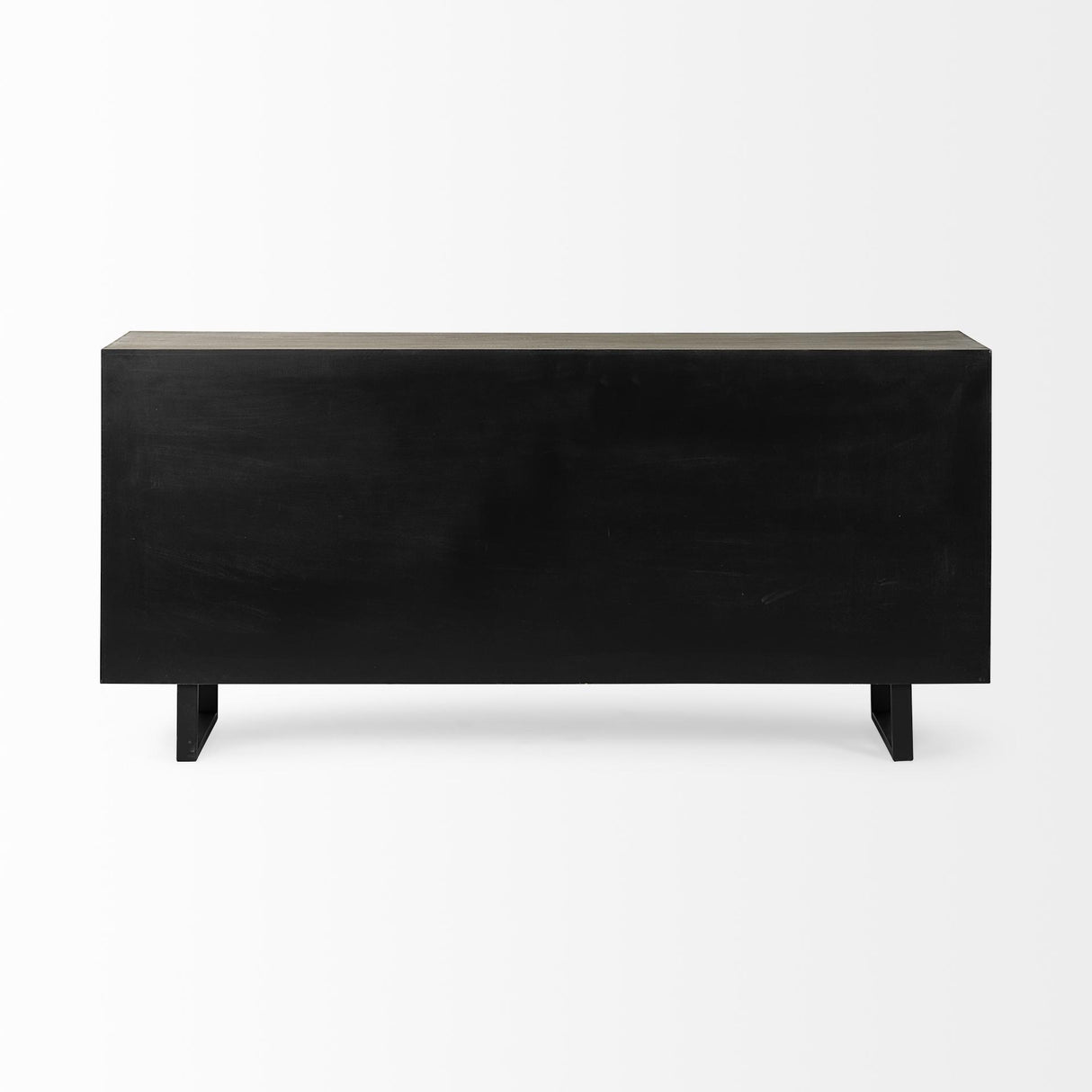 Mercana Bellefontaine II 68x15.5 Brown Fir Veneer Frame 4 Fabric Covered Cabinet Door Sideboard