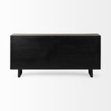 Mercana Bellefontaine II 68x15.5 Brown Fir Veneer Frame 4 Fabric Covered Cabinet Door Sideboard