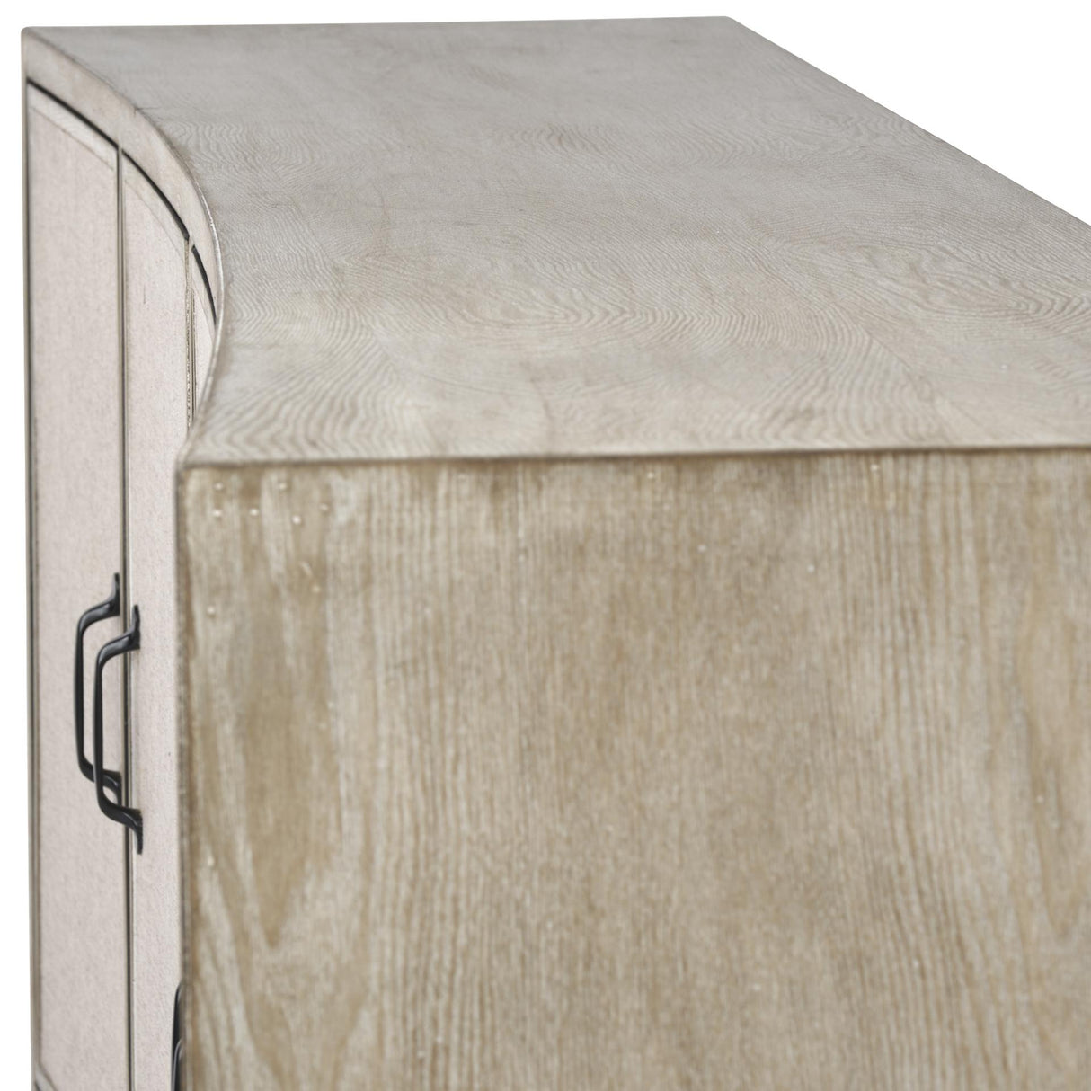 Mercana Bellefontaine II 68x15.5 Brown Fir Veneer Frame 4 Fabric Covered Cabinet Door Sideboard