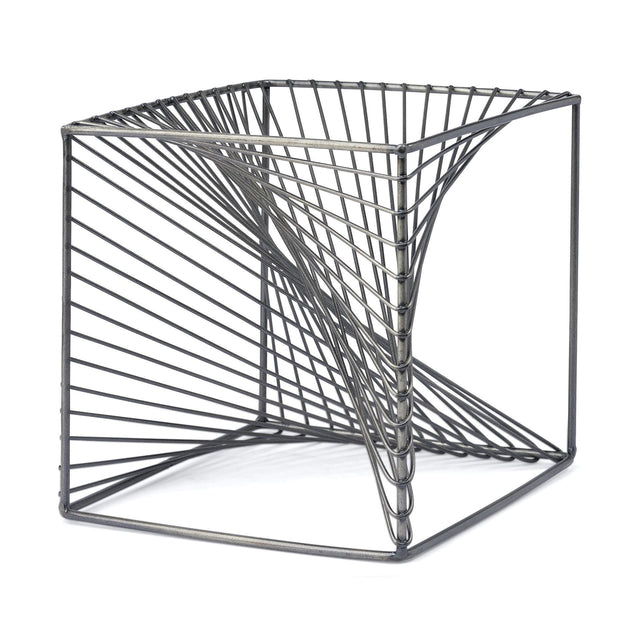 Mercana Rochon 8L x 8W Gray Metal Decorative Cube