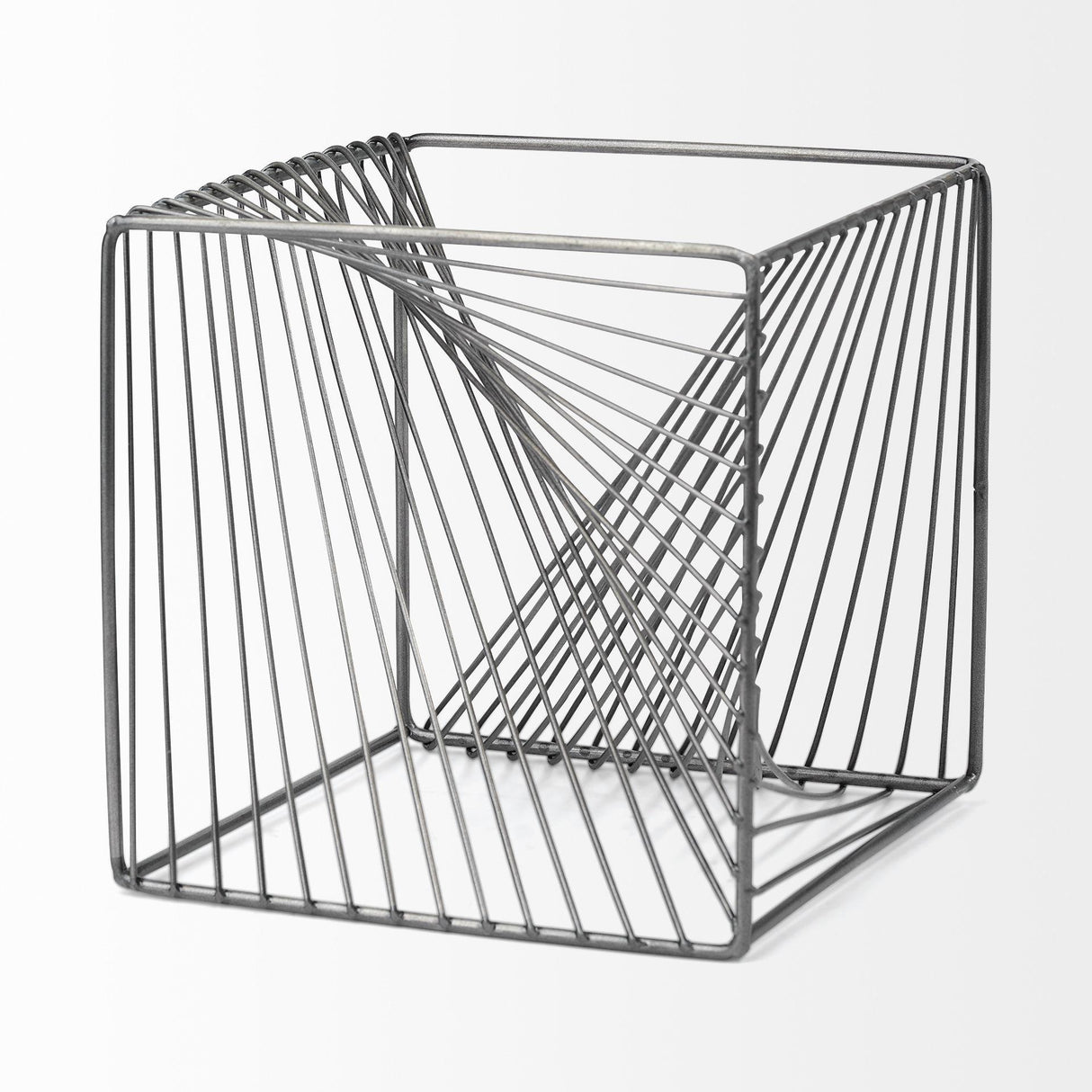 Mercana Rochon 8L x 8W Gray Metal Decorative Cube