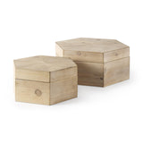 Mercana Elyse (Set of 2) 14L x 12W Brown Wooden Hexagonal Boxes