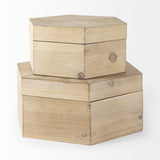 Mercana Elyse (Set of 2) 14L x 12W Brown Wooden Hexagonal Boxes