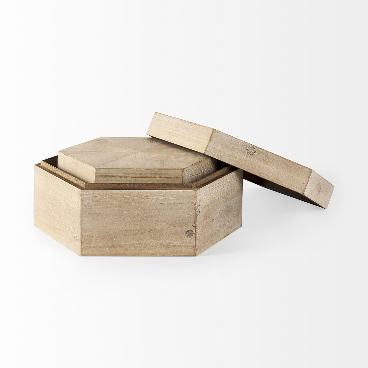 Mercana Elyse (Set of 2) 14L x 12W Brown Wooden Hexagonal Boxes