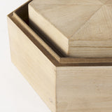 Mercana Elyse (Set of 2) 14L x 12W Brown Wooden Hexagonal Boxes
