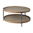 Mercana Kade 33" Round Brown Table Gray Metal Frame Two-Tier Coffee Table