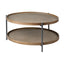 Mercana Kade 33" Round Brown Table Gray Metal Frame Two-Tier Coffee Table