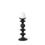 Mercana Candelero I Small Black Metal Grooved Table Candle Holder
