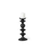 Mercana Candelero I Small Black Metal Grooved Table Candle Holder