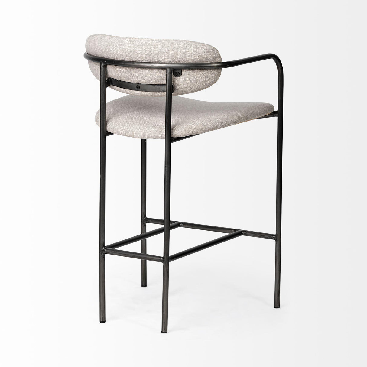 Mercana Parker II Beige Fabric Seat Gun Metal Grey Metal Counter Stool