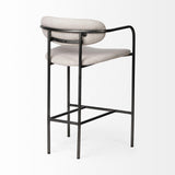 Mercana Parker II Beige Fabric Seat Gun Metal Grey Metal Counter Stool