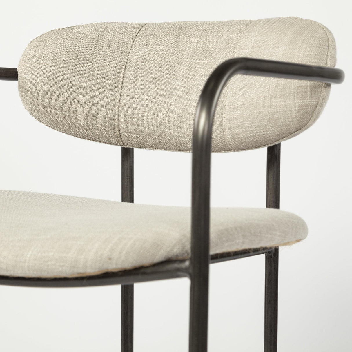 Mercana Parker II Beige Fabric Seat Gun Metal Grey Metal Counter Stool