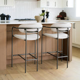 Mercana Parker II Beige Fabric Seat Gun Metal Grey Metal Counter Stool