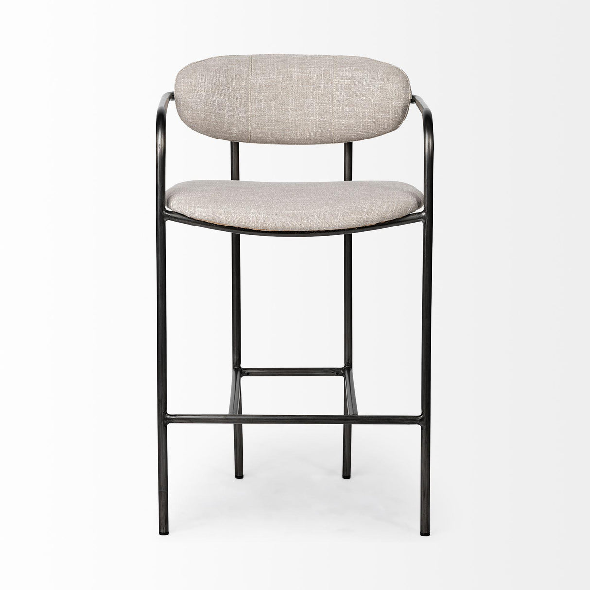 Mercana Parker II Beige Fabric Seat Gun Metal Grey Metal Counter Stool