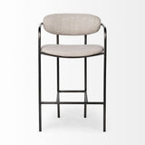 Mercana Parker II Beige Fabric Seat Gun Metal Grey Metal Counter Stool