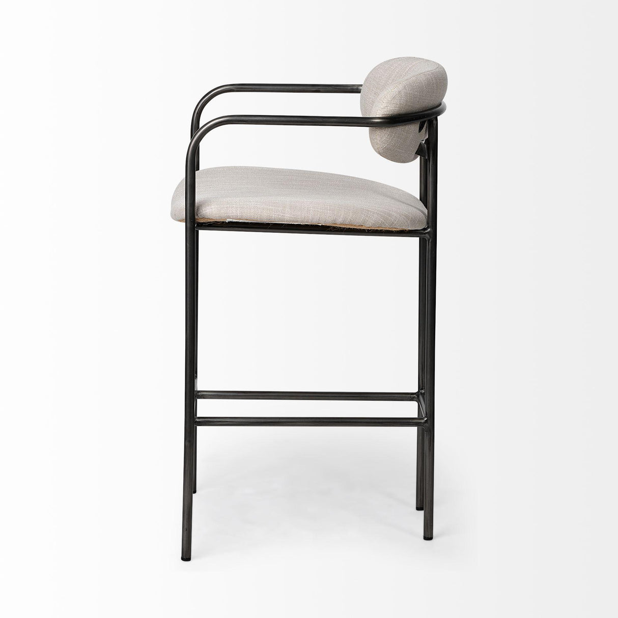 Mercana Parker II Beige Fabric Seat Gun Metal Grey Metal Counter Stool