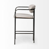 Mercana Parker II Beige Fabric Seat Gun Metal Grey Metal Counter Stool