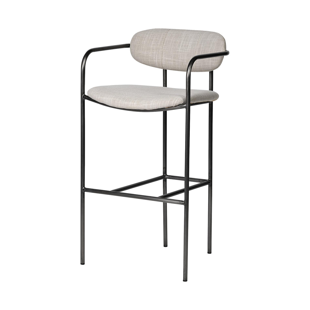 Mercana Parker 30" Seat Height Beige Fabric Seat Gun Metal Grey Metal Bar Stool