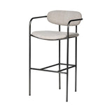 Mercana Parker 30" Seat Height Beige Fabric Seat Gun Metal Grey Metal Bar Stool