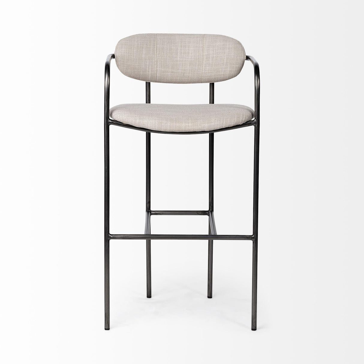 Mercana Parker 30" Seat Height Beige Fabric Seat Gun Metal Grey Metal Bar Stool
