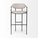 Mercana Parker 30" Seat Height Beige Fabric Seat Gun Metal Grey Metal Bar Stool