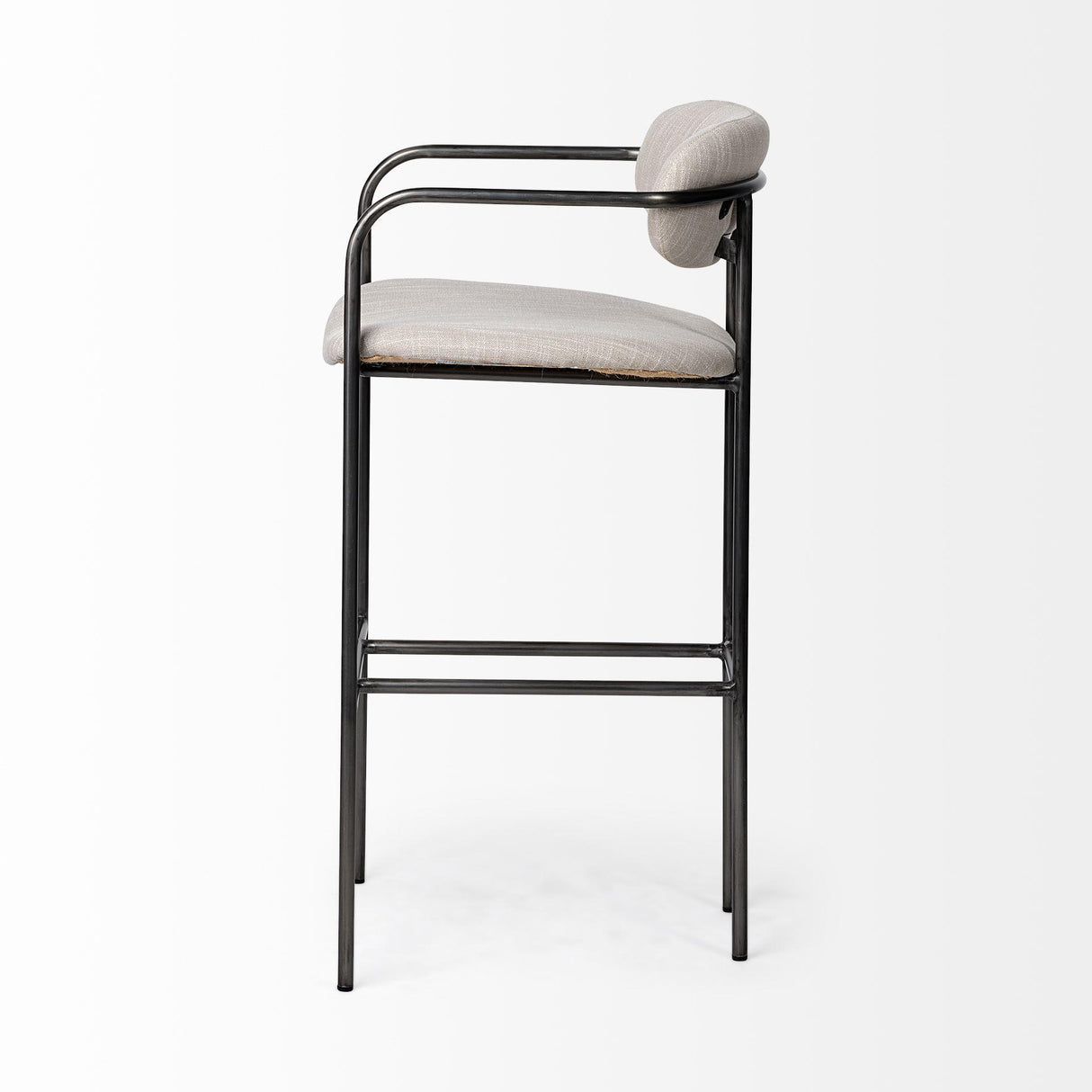 Mercana Parker 30" Seat Height Beige Fabric Seat Gun Metal Grey Metal Bar Stool