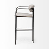 Mercana Parker 30" Seat Height Beige Fabric Seat Gun Metal Grey Metal Bar Stool