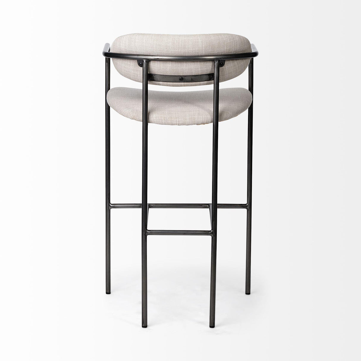 Mercana Parker 30" Seat Height Beige Fabric Seat Gun Metal Grey Metal Bar Stool
