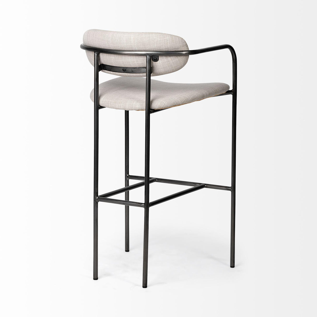 Mercana Parker 30" Seat Height Beige Fabric Seat Gun Metal Grey Metal Bar Stool