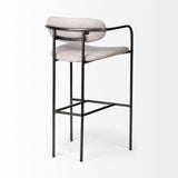Mercana Parker 30" Seat Height Beige Fabric Seat Gun Metal Grey Metal Bar Stool