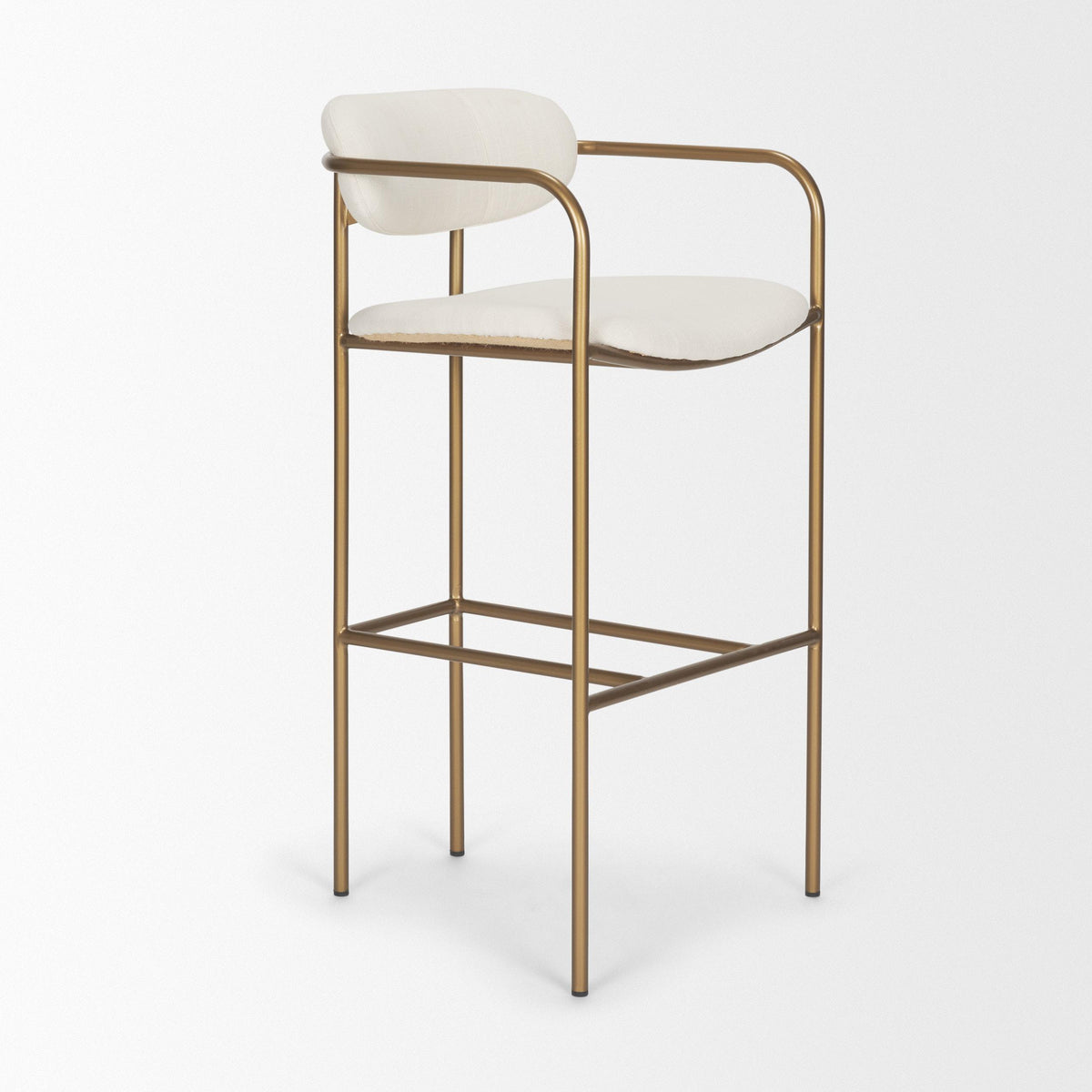 Mercana Parker 30" Seat Height Cream Fabric Seat Gold Metal Bar Stool