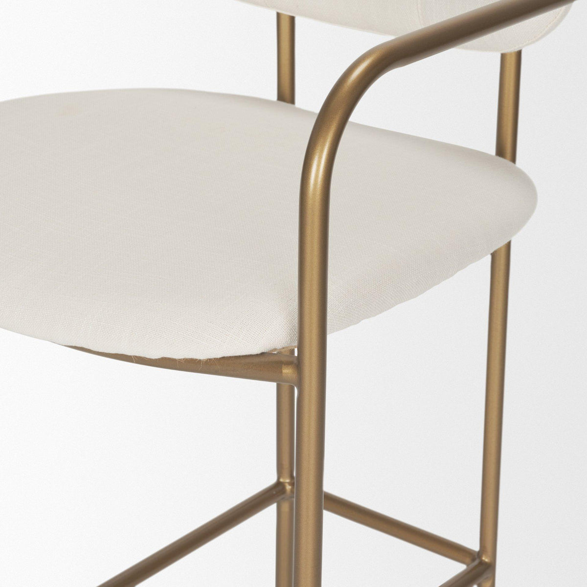 Mercana Parker 30" Seat Height Cream Fabric Seat Gold Metal Bar Stool