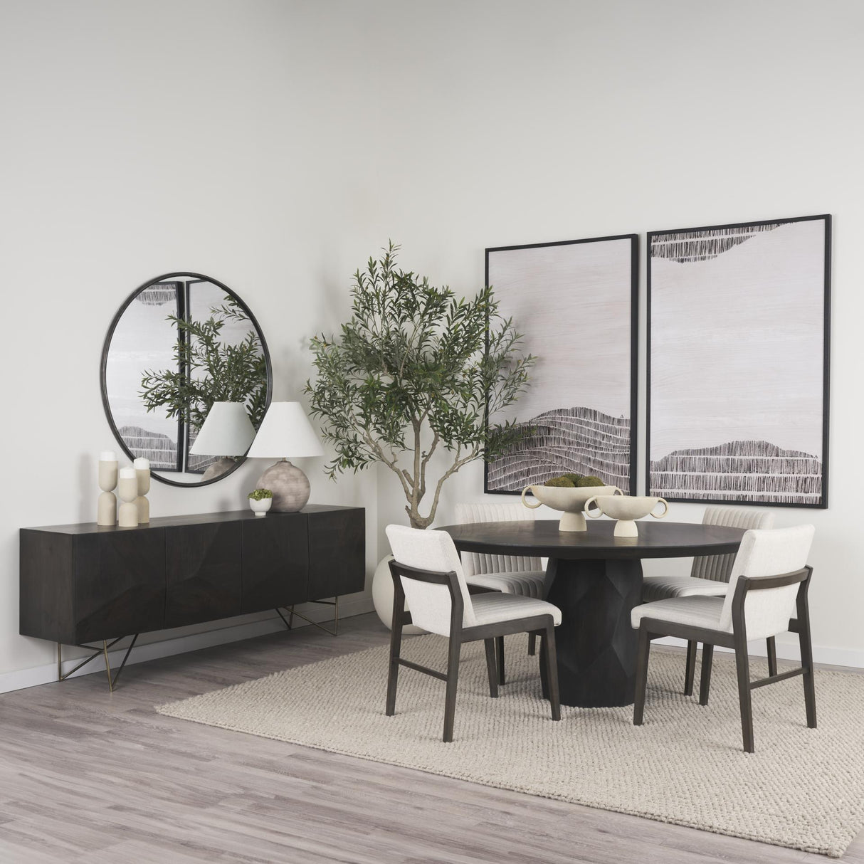 Mercana Fitzgerald 60" Round Brown Solid Wood Top & Base Dining Table