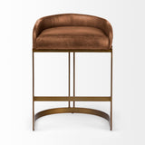 Mercana Hollyfield II Brown Leather Seat Gold Metal Base Stool