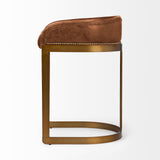 Mercana Hollyfield II Brown Leather Seat Gold Metal Base Stool