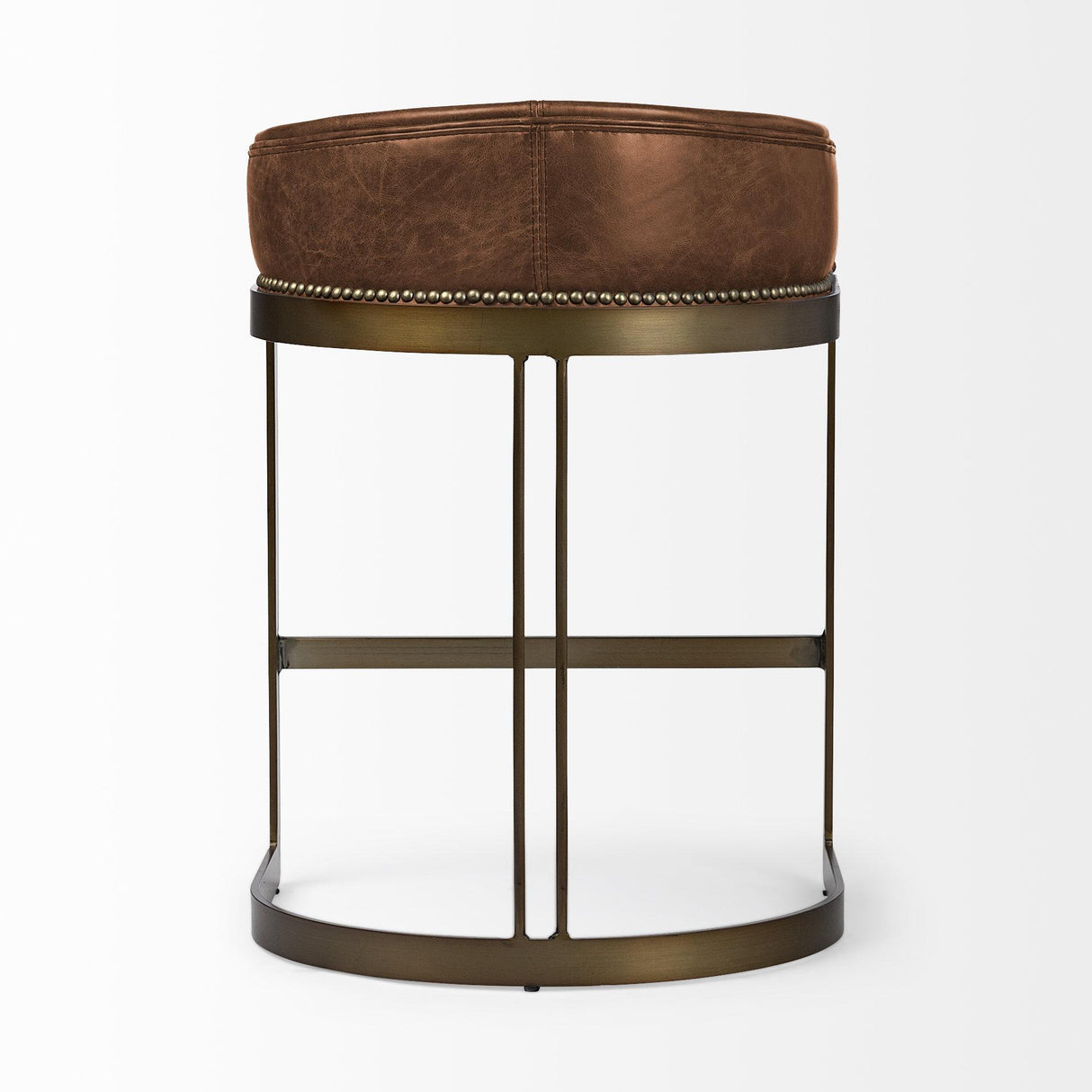 Mercana Hollyfield II Brown Leather Seat Gold Metal Base Stool