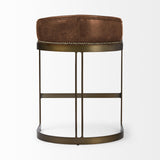 Mercana Hollyfield II Brown Leather Seat Gold Metal Base Stool