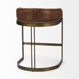 Mercana Hollyfield II Brown Leather Seat Gold Metal Base Stool