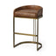 Mercana Hollyfield II Brown Leather Seat Gold Metal Base Bar Stool