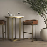 Mercana Hollyfield II Brown Leather Seat Gold Metal Base Bar Stool