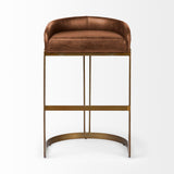 Mercana Hollyfield II Brown Leather Seat Gold Metal Base Bar Stool