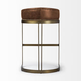 Mercana Hollyfield II Brown Leather Seat Gold Metal Base Bar Stool