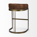 Mercana Hollyfield II Brown Leather Seat Gold Metal Base Bar Stool