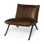 Mercana Flavelle I Brown Leather Cushion Seat and Solid Iron Base Accent Chair