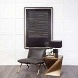 Mercana Flavelle II Black Leather Cushion Seat and Solid Iron Base Accent Chair