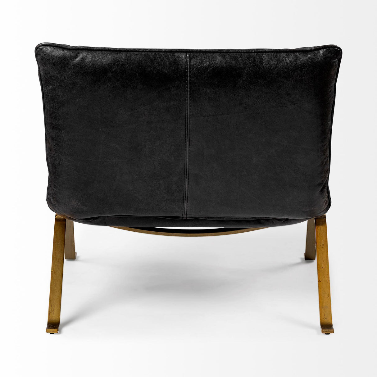 Mercana Flavelle II Black Leather Cushion Seat and Solid Iron Base Accent Chair